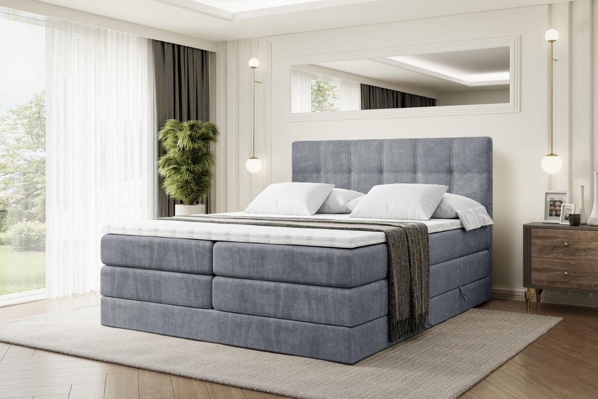 BOXSPRINGBETT MARCE KING - 200x200 - H3/H4 - Grau - Grau, Holzwerkstoff (200/200cm) - ALTDECOR