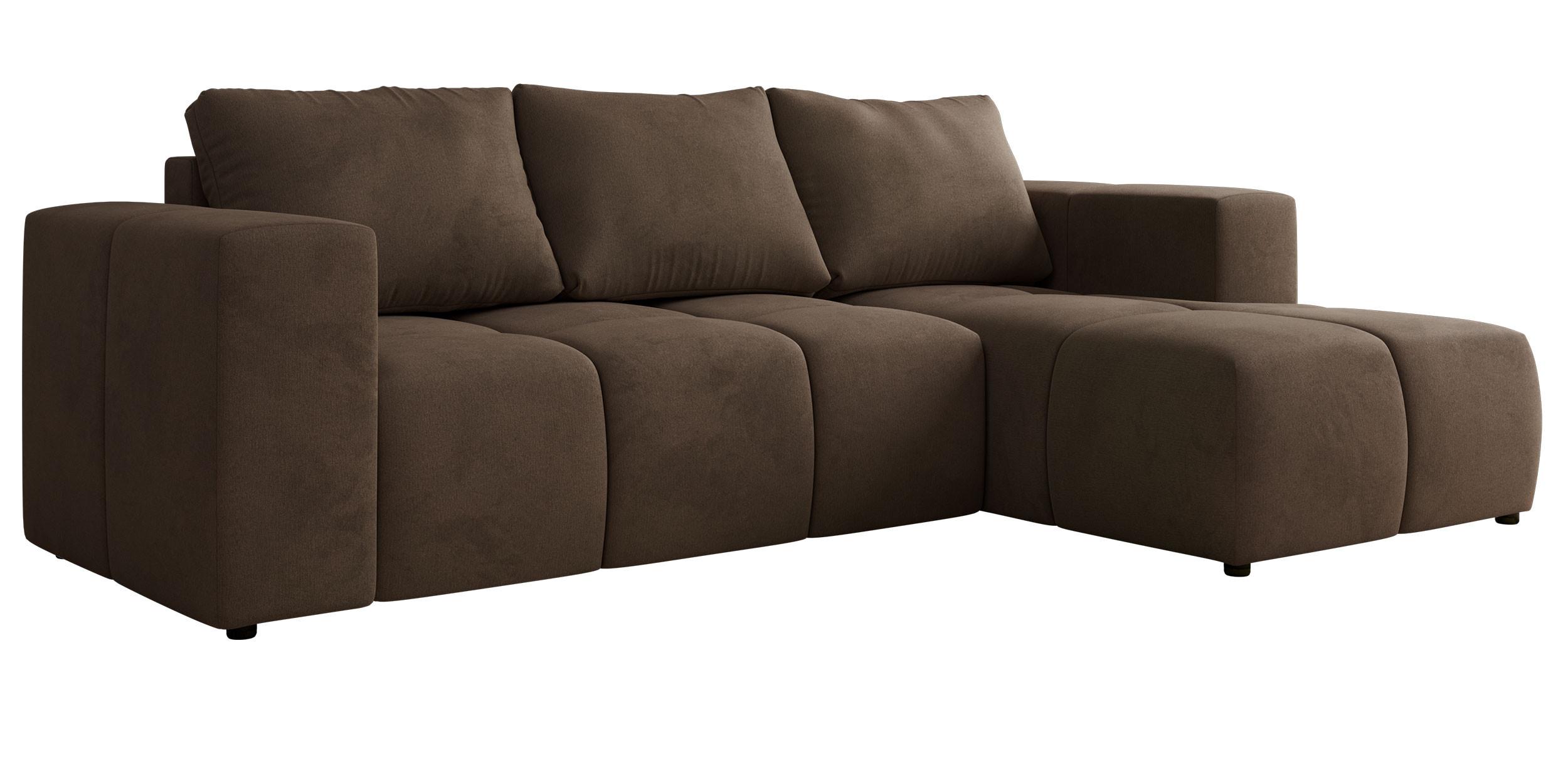 ECKSOFA MONIVA Braun Velvet - Rechts - Schwarz/Braun, Textil (266/164cm) - MKS