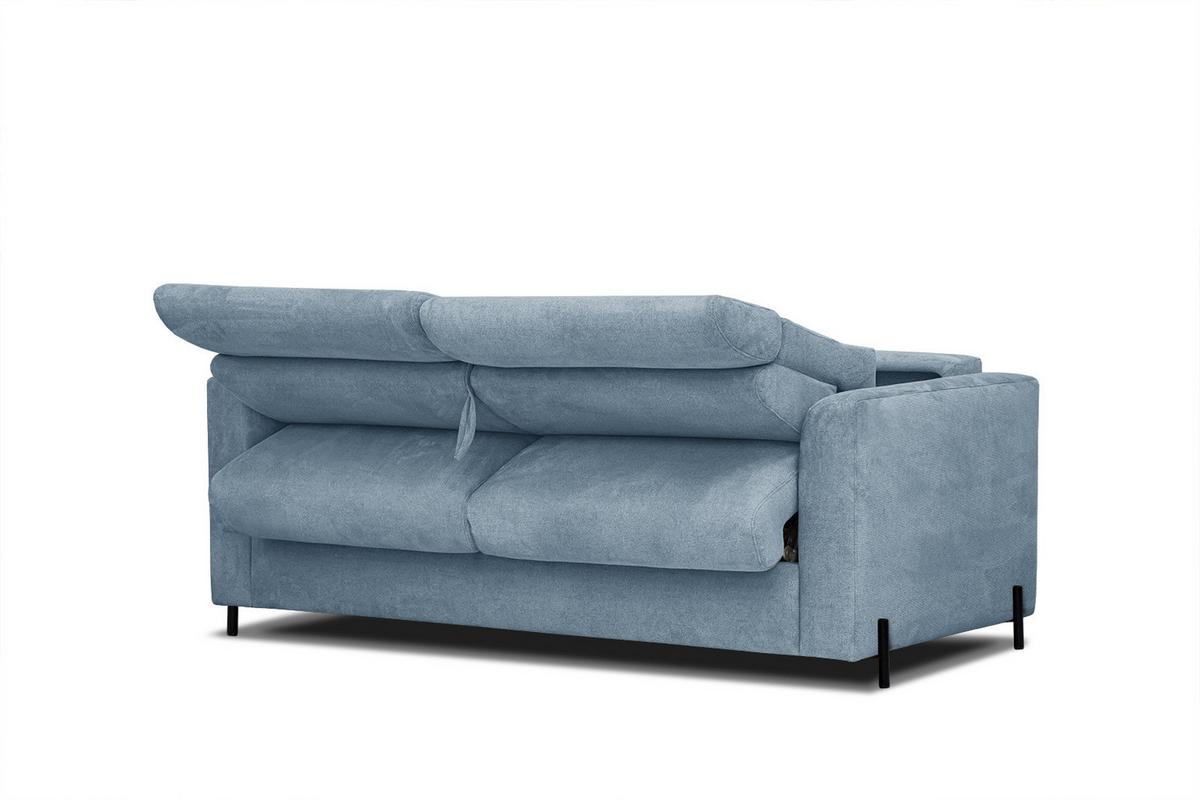 SOFA MEZO 3-Sitzer mit Schlaffunktion, blau - Blau/Schwarz, Holz/Textil (232/90/107cm) - Wozimo