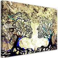 WANDBILD Kussbaum Liebe Abstraktion 120x80cm - Beige, Textil (120/80cm) - Feeby