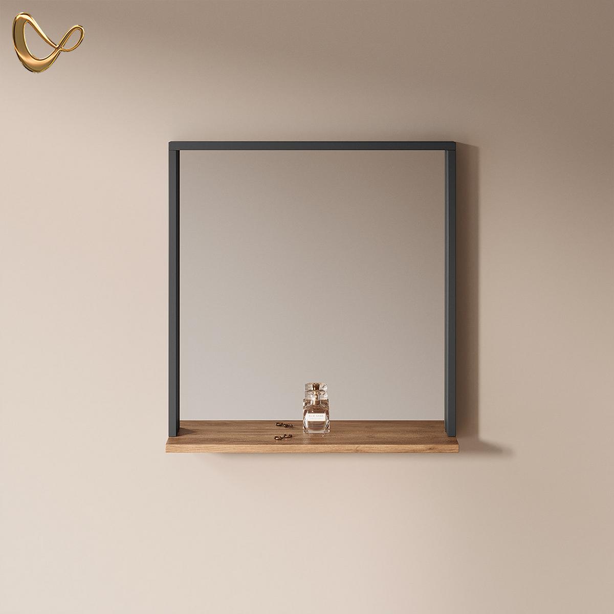 WANDSPIEGEL Ortello Anthrazit/Goldkraft Eiche 57 x 60 cm mit Spiegel - Honigeiche/Anthrazit, Holzwerkstoff (57/60/12cm) - Livinity®