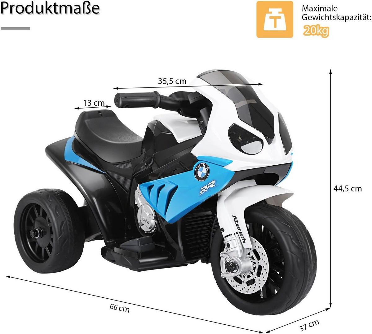 KINDERMOTORRAD BMW 6V Blau - Blau, Kunststoff (66/44/37cm) - COSTWAY