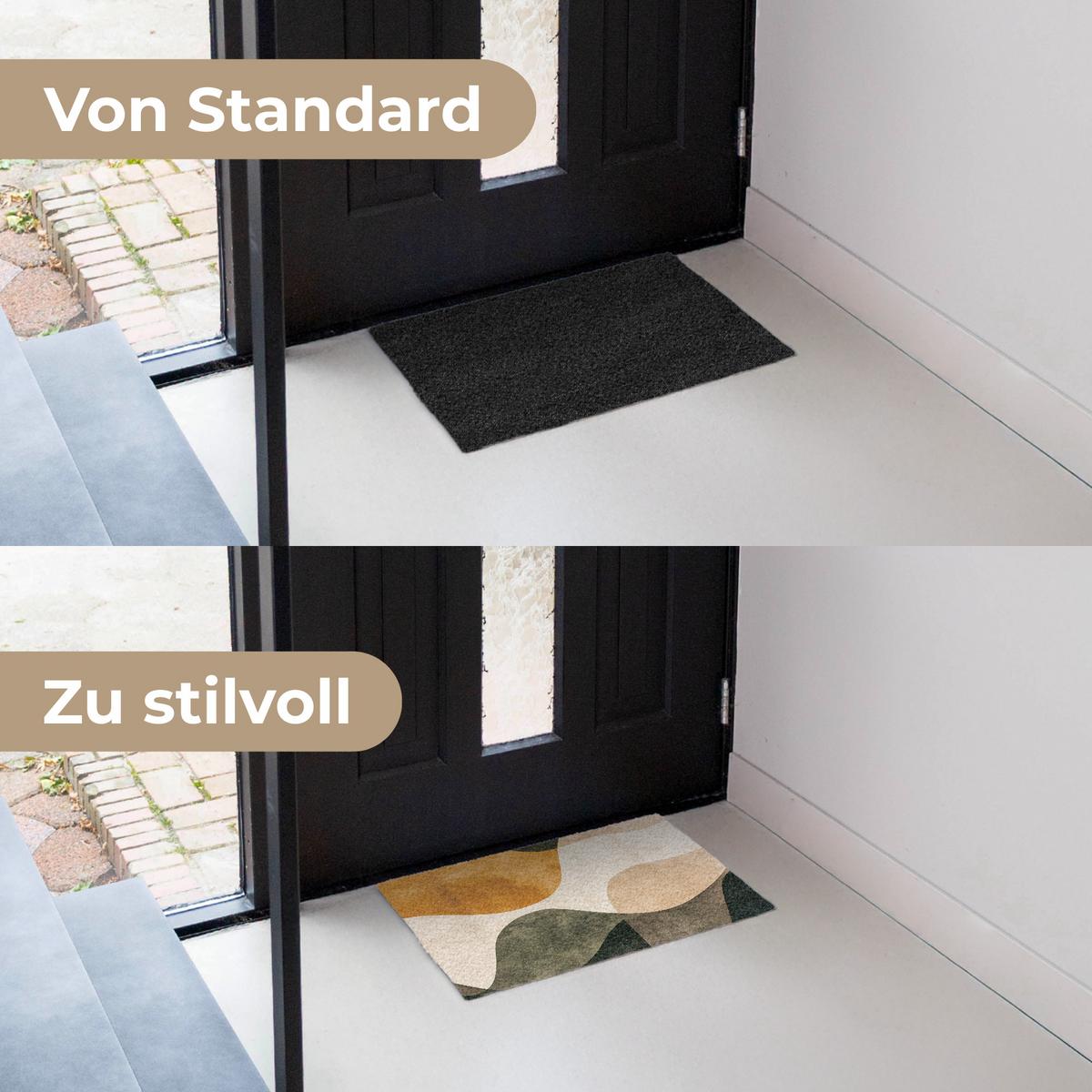 FUSSMATTE Formen - Ockergelb - Abstrakt Flurteppich 60x40 cm - Multicolor, Kunststoff (60/0.4cm) - MuchoWow