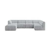 WOHNLANDSCHAFT Ottomane Links MOVO-L 345x180x78 cm Grau Cord - Grau, Holzwerkstoff/Kunststoff (345/78/180cm) - ALTDECOR