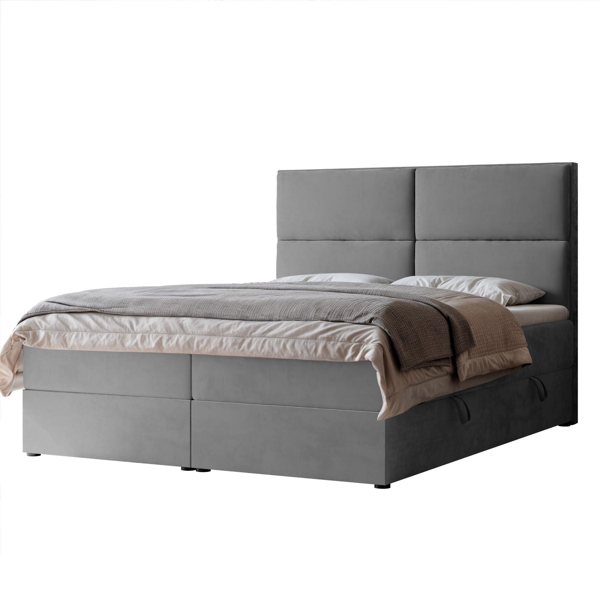 BOXBETT 120x200 cm mit Topper - Hellgrau, Holzwerkstoff/Textil (140/200cm) - Idohome