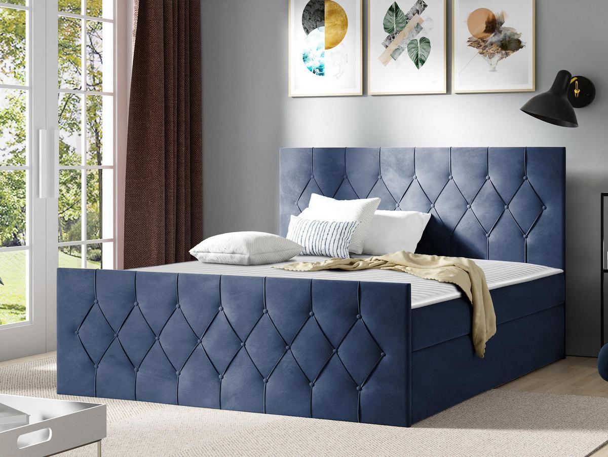 BOXBETT Sky Lux - H3 - Blau, Holz (160/200cm) - MIRJAN24
