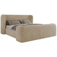 POLSTERBETT EMORA CLASSIC DUO 140/200 - Creme Plüsch - Multipocket-Matratze - Creme, Textil (140/200cm) - MKS