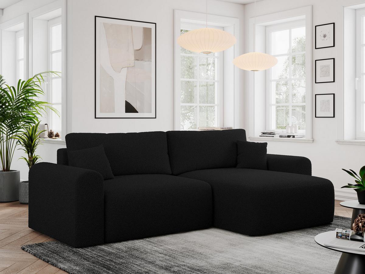ECKSOFA NELSON Schwarz Boucle - Schwarz, Kunststoff/Textil (274/152cm) - MKS