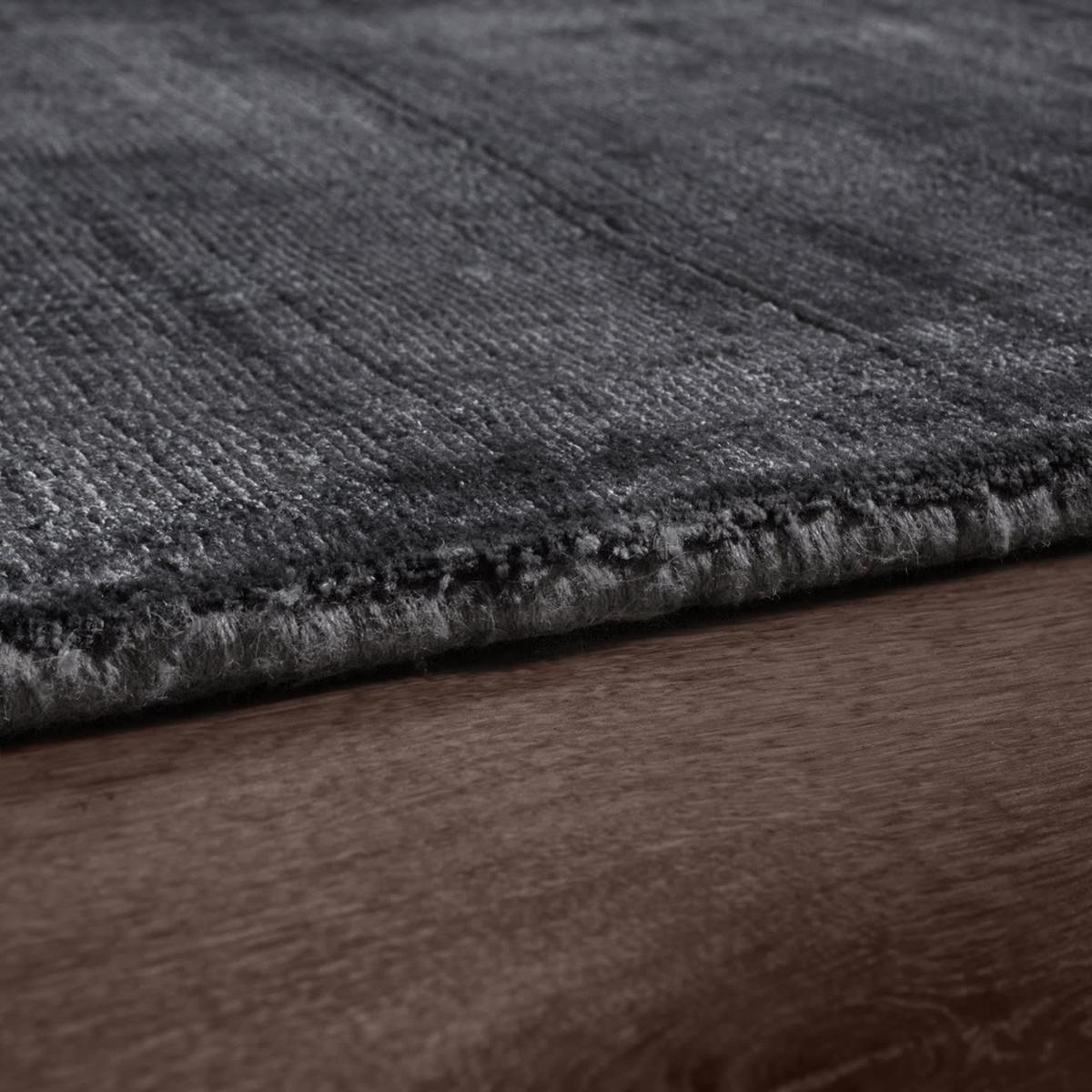 VISKOSETEPPICH handgewebt, einfarbig, Anthrazit, 120 x 170 cm - Anthrazit, Textil (170/120cm) - KADIMA DESIGN