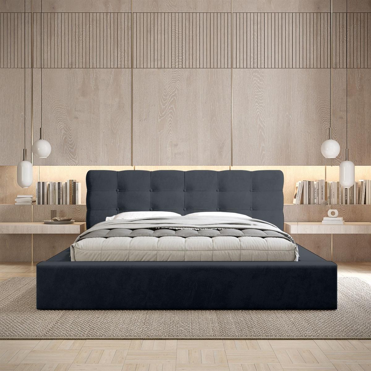 POLSTERBETT Antonio Stoff Ditra - Blau, Holzwerkstoff/Textil (160/200cm) - Fun Möbel