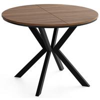 ESSTISCH Valio rund oval ausziehbar verlängerbar mit schwarzen Metallbeinen, Nussbaum Braun 100-140/100/76 cm - Walnussfarben/Schwarz, Holzwerkstoff/Metall (100/140/76cm) - WFL GROUP