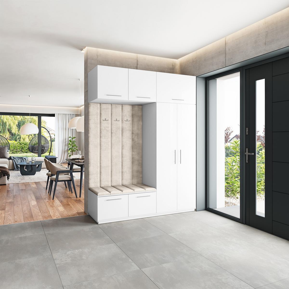 GARDEROBENSCHRANK REMA 180/240/60 cm Modern Weiß - Beige/Weiß, Holzwerkstoff (180/240/60cm) - MASSENO