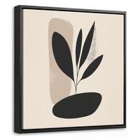 LEINWAND Bilder mit Rahmen - Pflanze - Beige - Japanisch - 20x20 - Schwarz, Textil (20/20cm) - MuchoWow