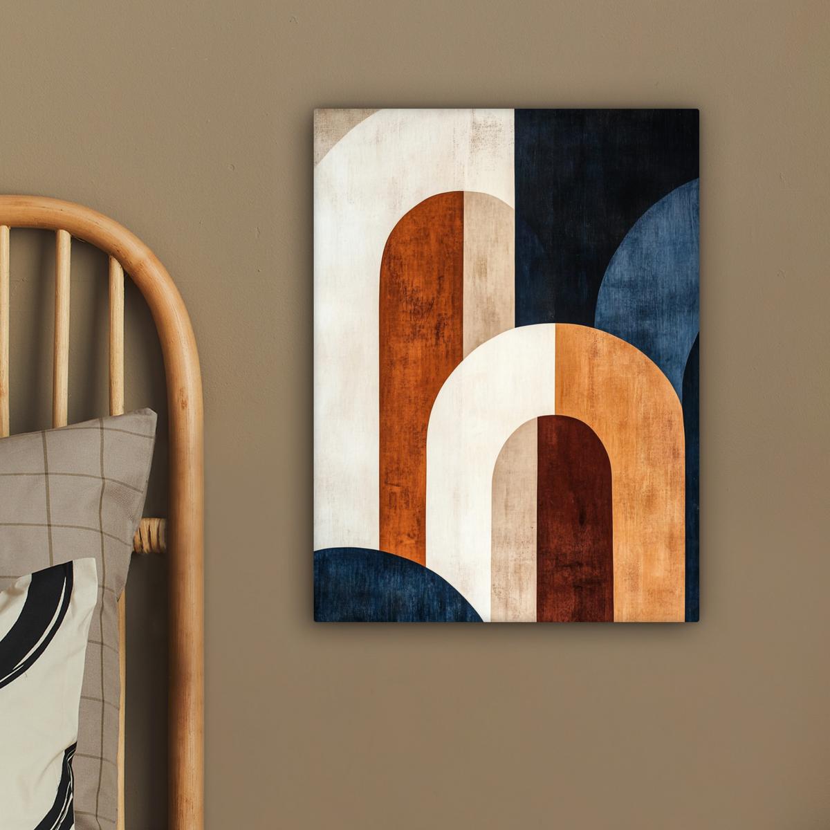 LEINWANDBILD Abstrakt - Formen - Dunkelblau Room Decor 30x40 cm - Cognac, Textil (30/40cm) - MuchoWow