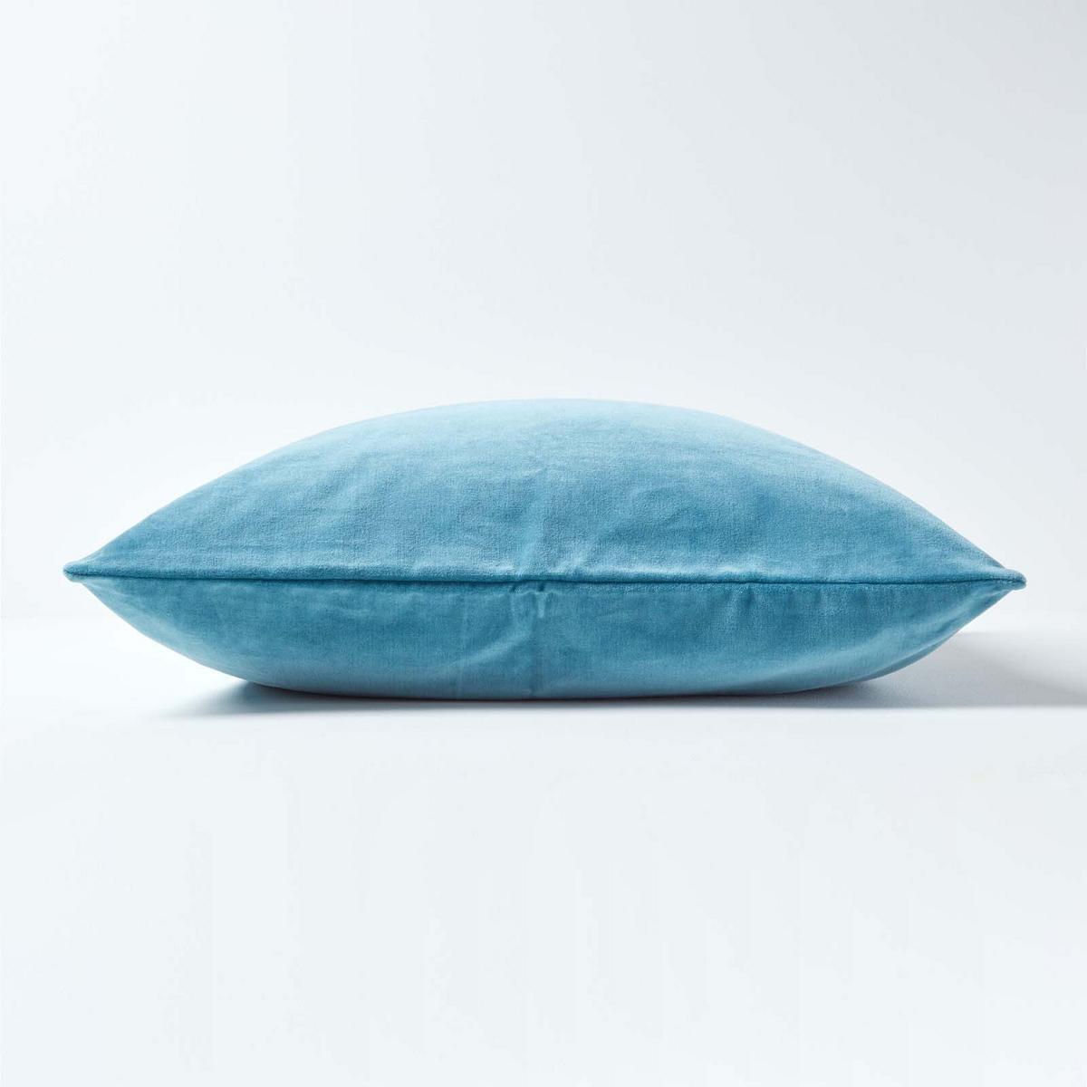 KISSENHÜLLEN 2er-Set Baumwollsamt blau 40/40 cm - Blau, Textil (40/40cm) - Homescapes