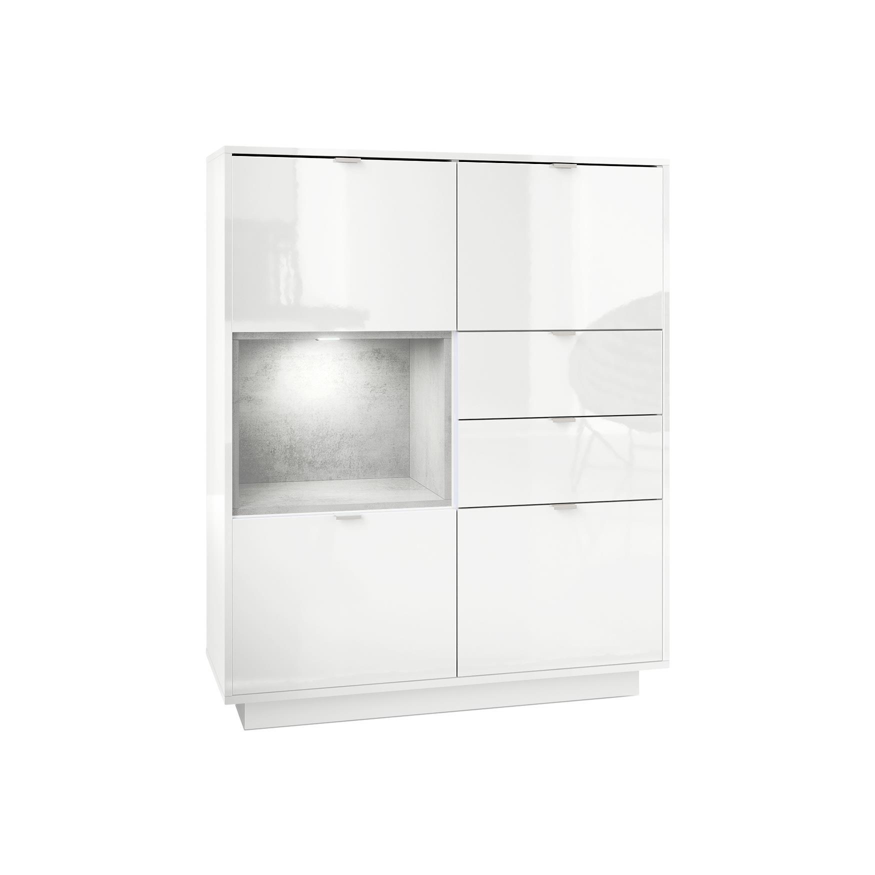 HIGHBOARD Metro Einsatz in Beton Oxid Optik - Hellgrau, Holzwerkstoff (103/123/37.5cm) - Vladon