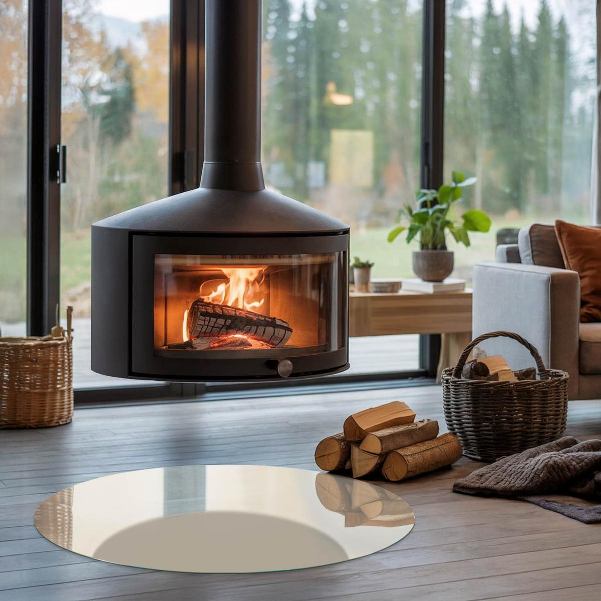 GLASPLATTE für Kamin Ø 90 cm - Gelb, Glas (90/90/0.4cm) - TULUP
