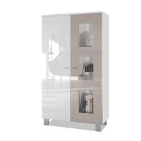 VITRINE Denjo Tür in Sandgrau Hochglanz - Sandfarben, Holzwerkstoff (71/129/35cm) - Vladon