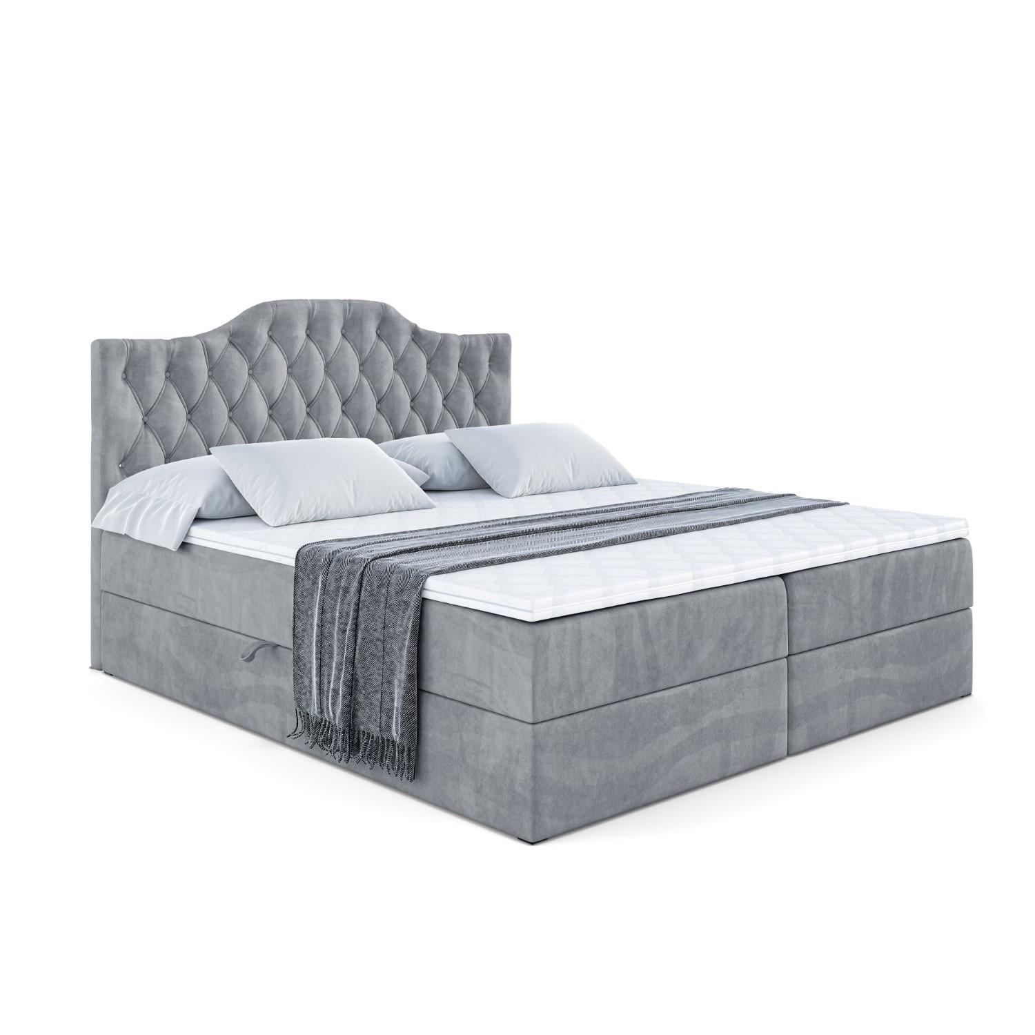 BOXBETT mit Matratze H4 und Lattenrost - VILA-1 - 140x200 cm - H4 - Grau - Grau, Holzwerkstoff (140/200cm) - ALTDECOR