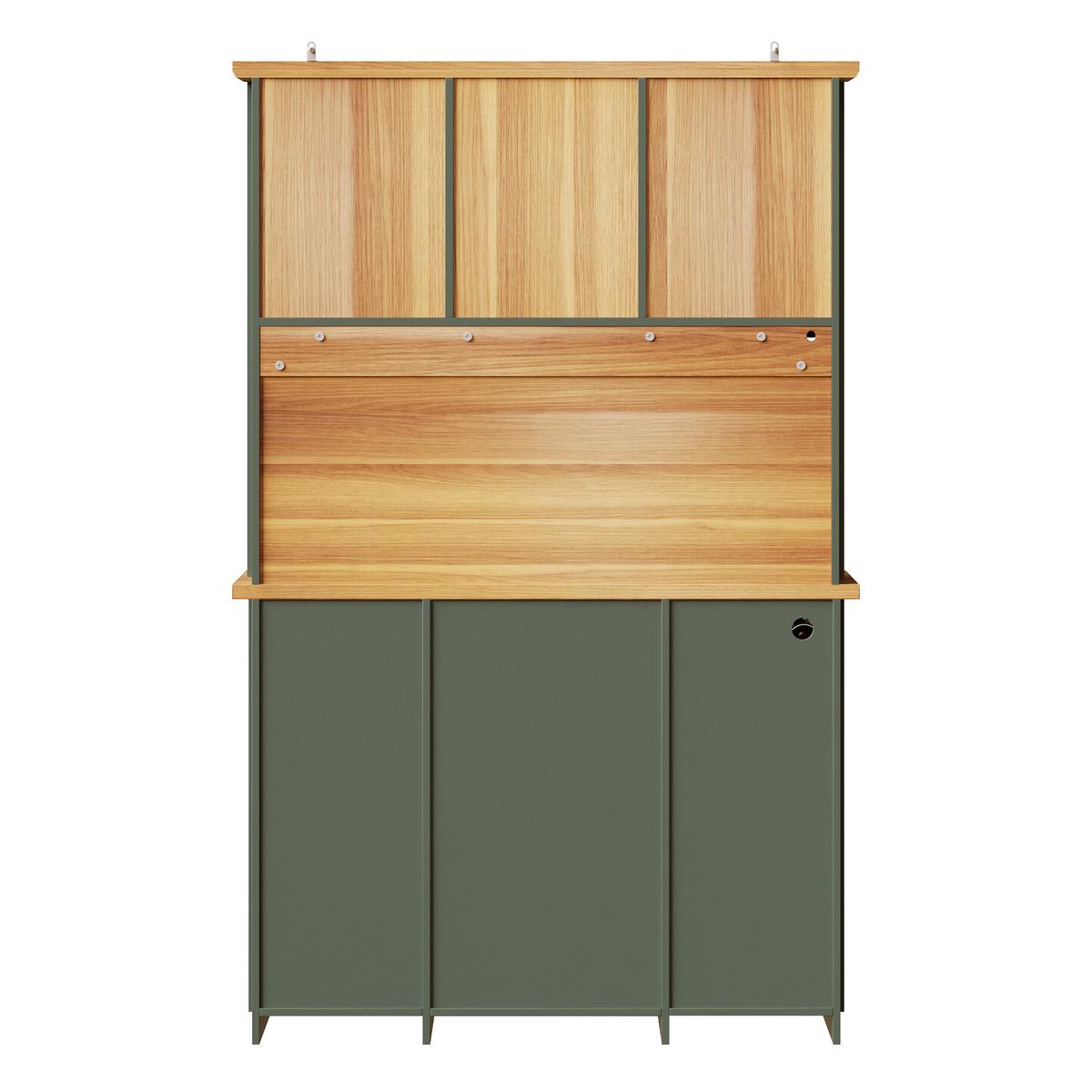 KÜCHENSCHRANK antik-grün & holz-optik mit led, usb-anschluss & weinregal - Waldgrün, Holzwerkstoff (120/188/45cm) - Urban Meuble