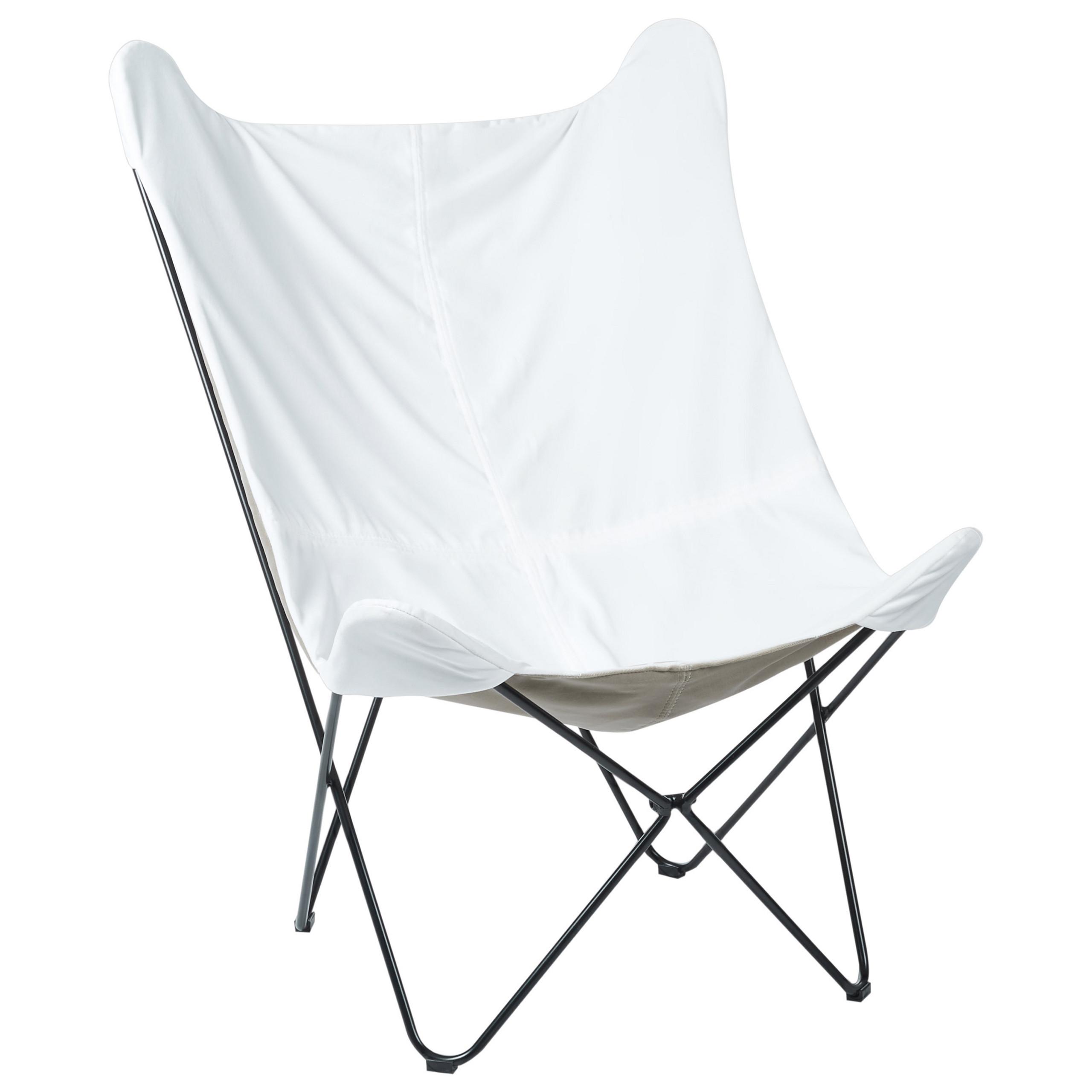 SCHMETTERLINGSSESSEL Samtstoff Weiß Nybro - Weiß, Textil/Metall (70/99/85cm) - Beliani