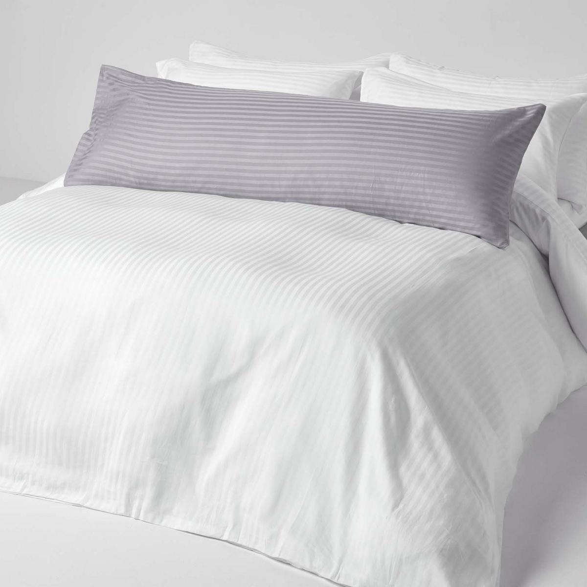 SEITENSCHLÄFERKISSENBEZUG Damast-Streifen, 48/136 cm - Grau, Textil (50/140cm) - Homescapes