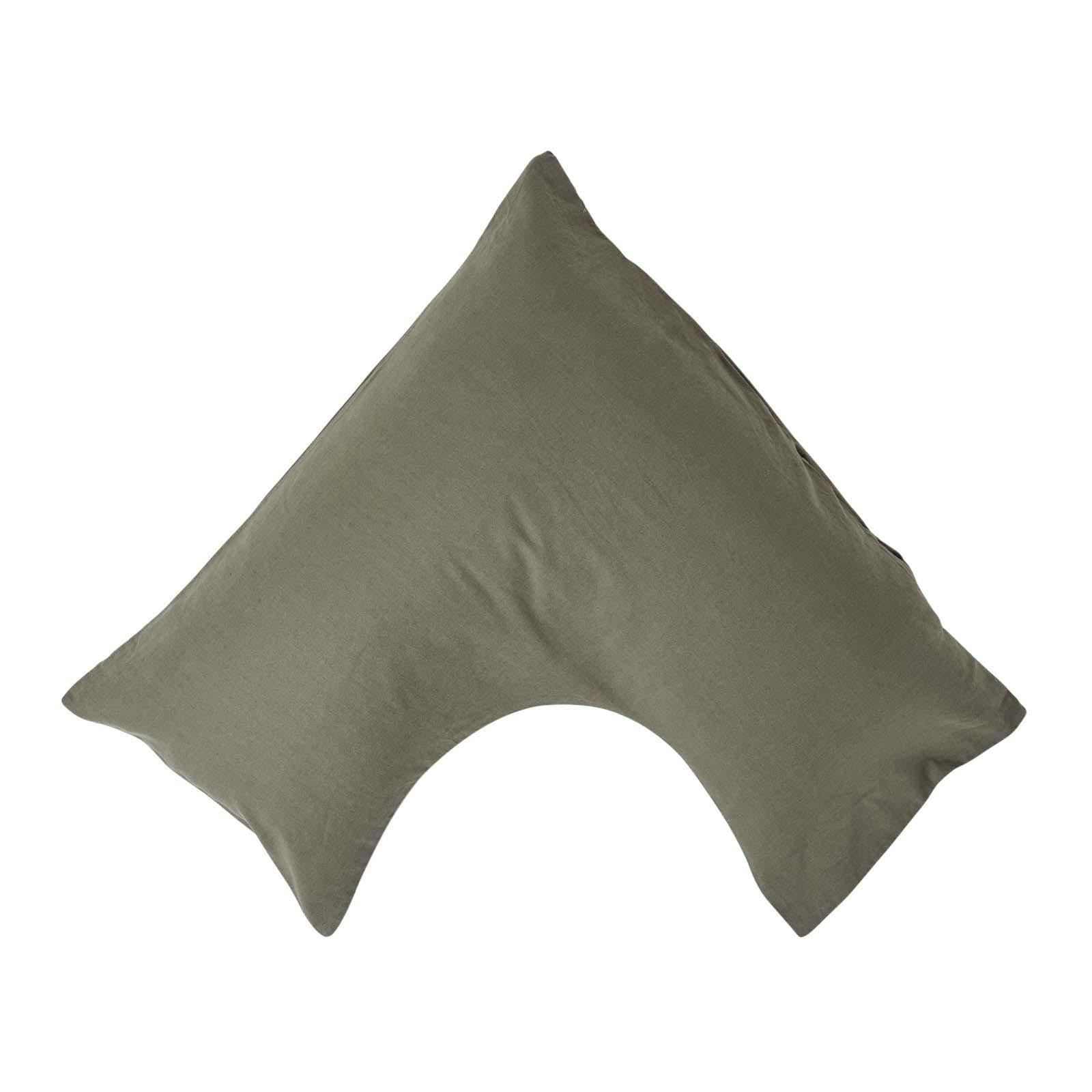 KISSENBEZUG Leinen für V-Form-Kissen - Olivgrün, Textil (38/76cm) - Homescapes
