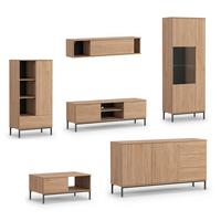 WOHNWAND Queba 2 Hikora 440/190/60 cm Stilvolles Design Modern - Hellbraun, Holzwerkstoff/Kunststoff (440/190/60cm) - AX Living