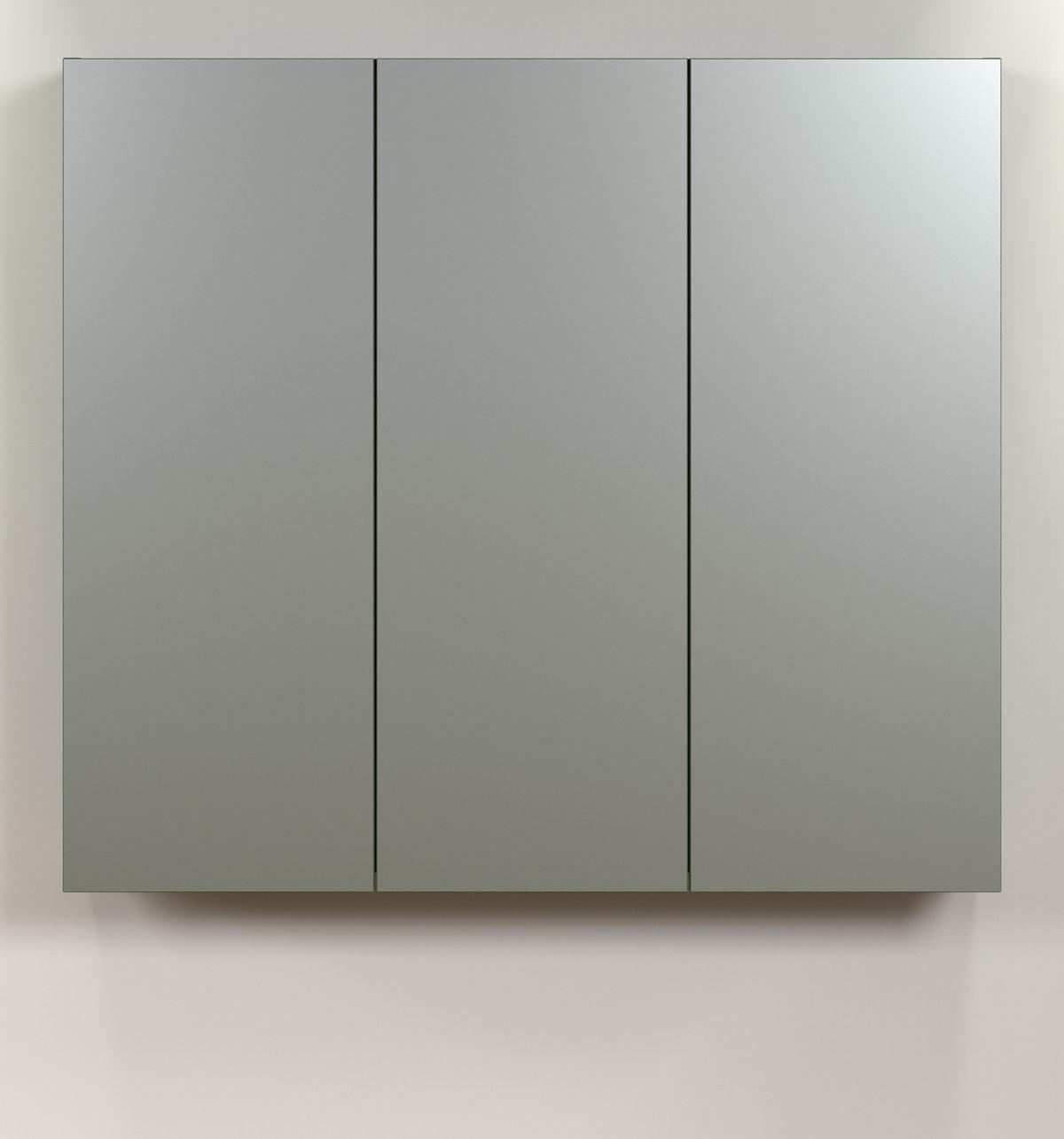 SPIEGELSCHRANK grün 90 cm, Badschrank 3-türig - Klar/Grün, Glas/Holzwerkstoff (90/80/20cm) - Top.Furn