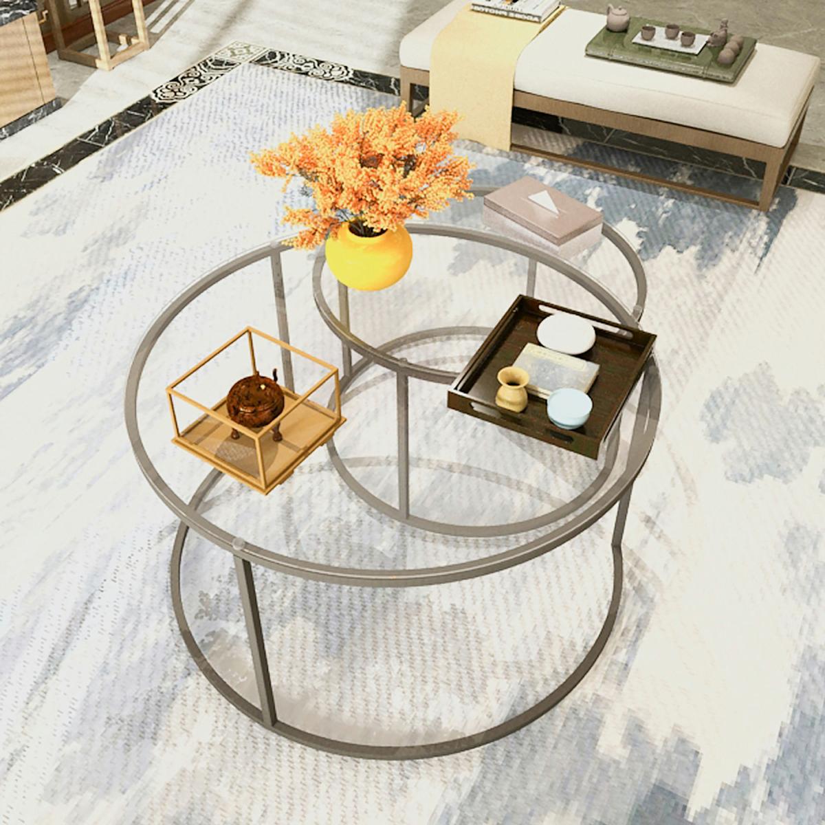 COUCHTISCH-SET 2 TLG. Kokkola - Klar, Metall (80/80/45cm) - [en.casa]
