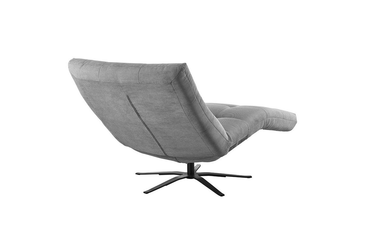 RELAXLIEGE LETICIA Grau Cord Drehbar (360°), Relaxfunktion - Schwarz/Grau, Textil/Metall (82/115/156cm) - KAWOLA