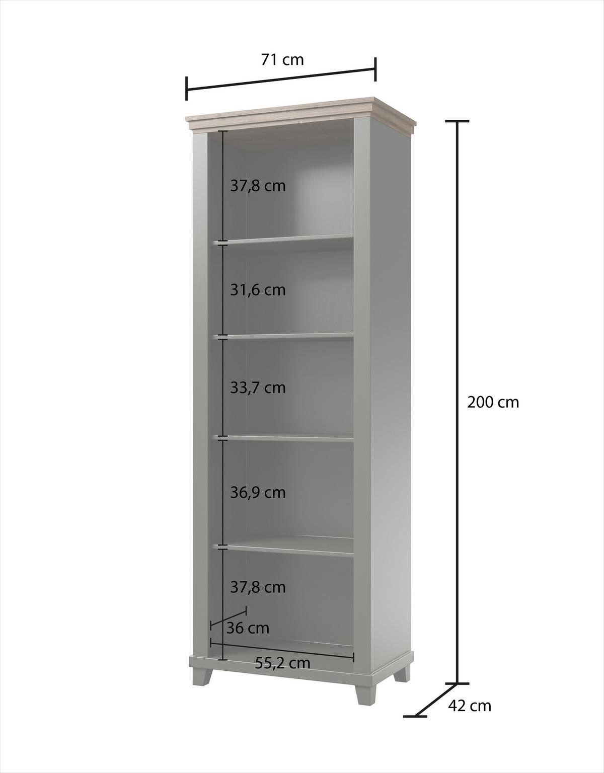 BÜCHERREGAL EVOLETTA 71x42x200 cm, Regal Hellgrün - Hellgrün, Holzwerkstoff (71/200/42cm) - MASSENO