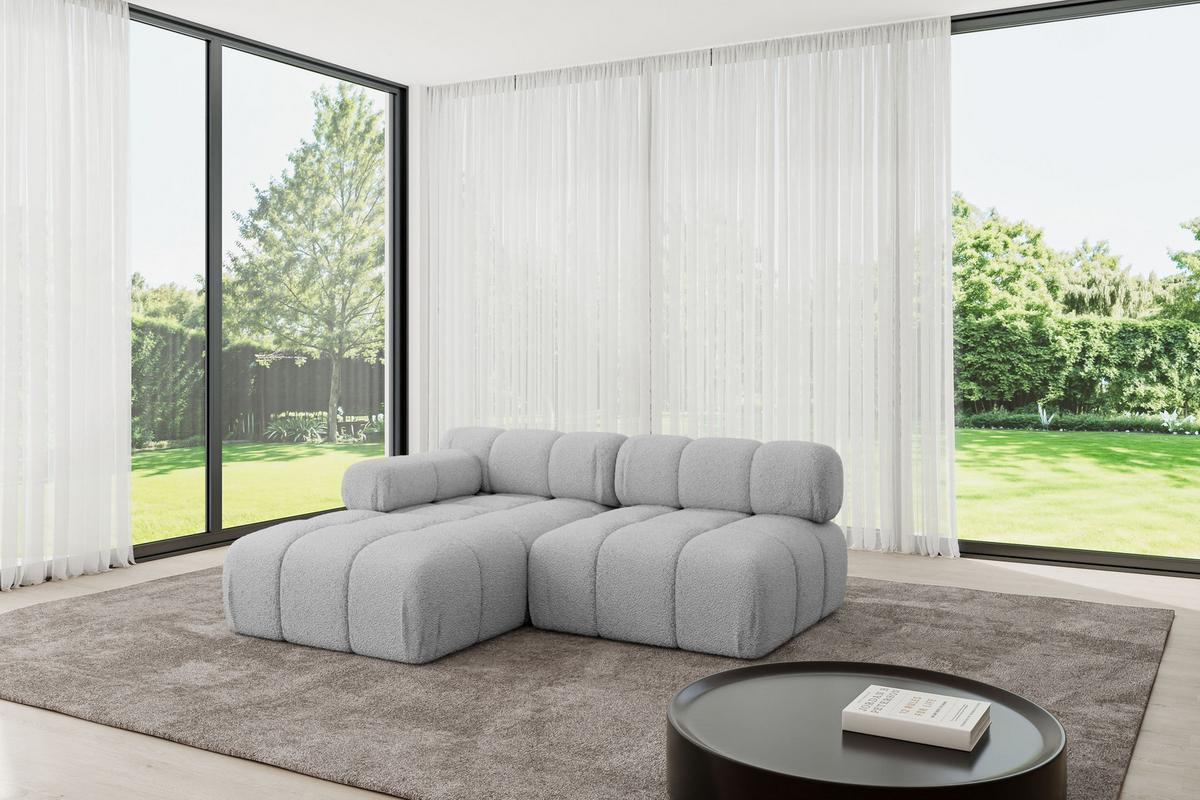 ECKSOFA modulares Sofa Razon-L1 - 190x160x70 cm Hellgrau Bouclé - Hellgrau, Holzwerkstoff/Textil (190/160cm) - ALTDECOR