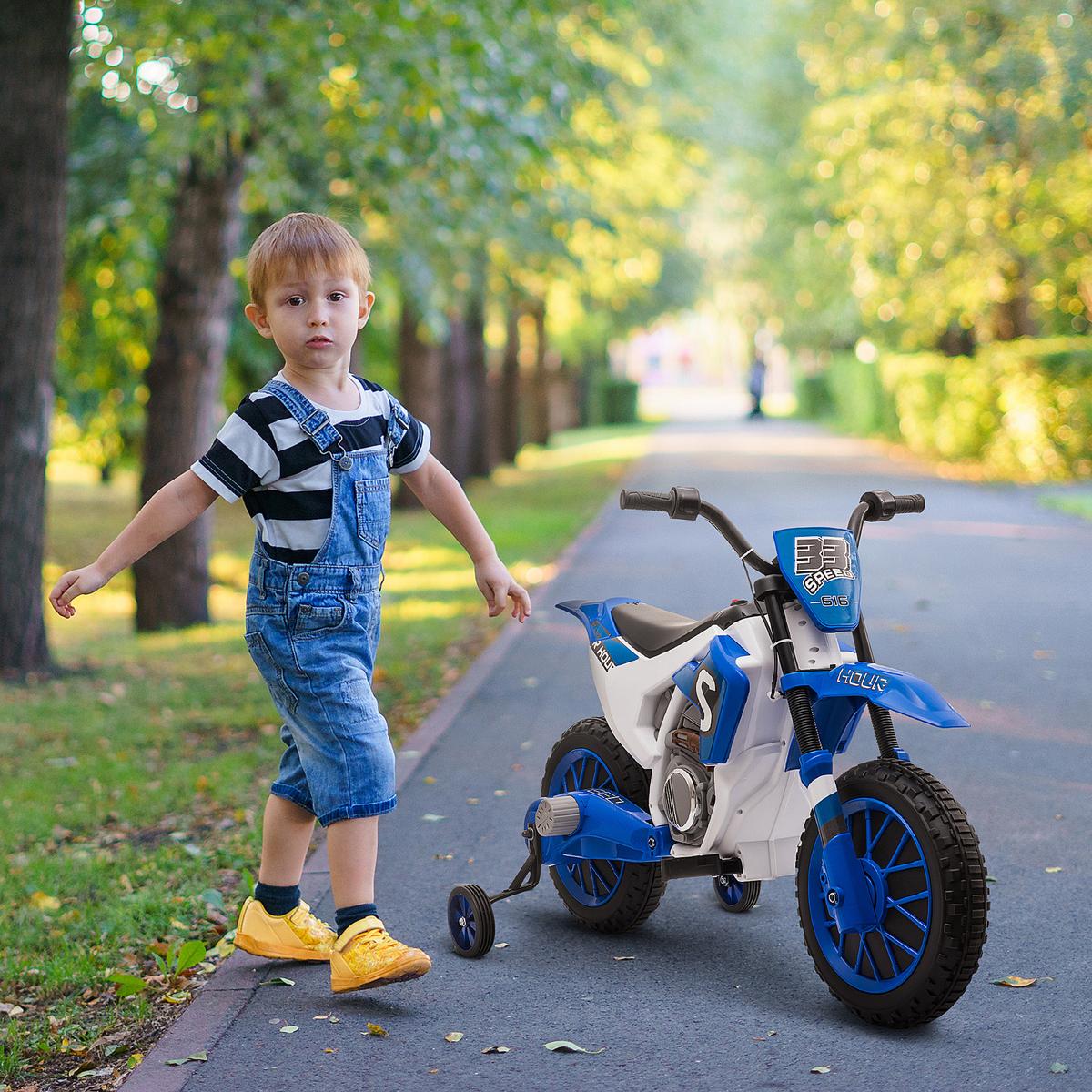 ELEKTROMOTORRAD Kindermotorrad Kinderfahrzeug Elektrofahrzeug Blau+Weiß - Blau, Kunststoff (106.5/51.5/68cm) - HOMCOM