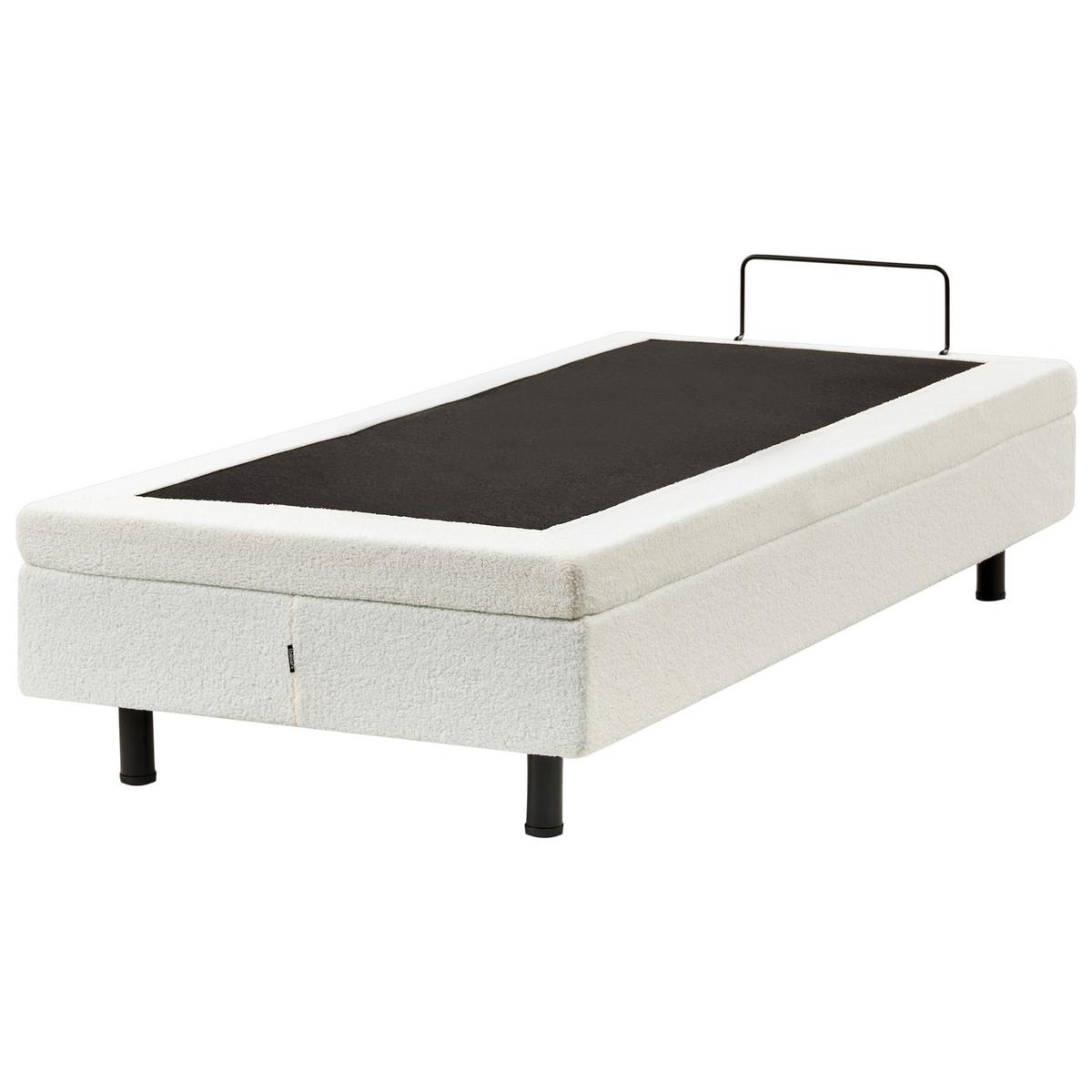 BETT verstellbar ohne Kopfteil Bouclé 80/200 cm Cremeweiß Duke - Creme, Textil (80/200cm) - Beliani