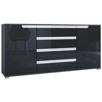 SIDEBOARD Sylt Schwarz Hochglanz / Weiß Hochglanz - Schwarz Hochglanz, Holzwerkstoff (166.5/75.5/35cm) - Vladon