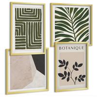 BILDER SET 4er Set - 50x50 cm & 40x60 cm Goldrahmen - Botanische Boho-Kompositionen - Goldfarben, Kunststoff (50/50cm) - TULUP