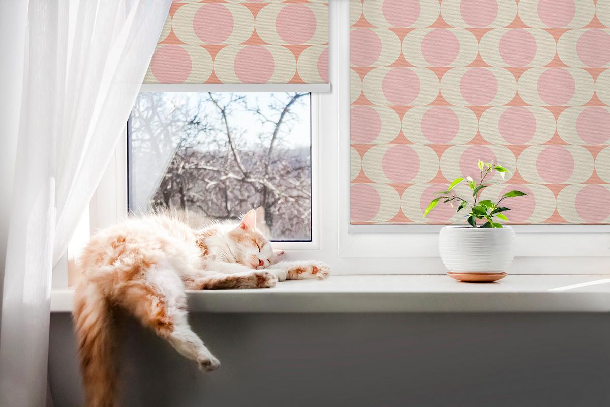 INNENROLLO - Fensterrollo - Rollo - 140x140 cm - Abstrakte Augen - Pink, Kunststoff (140/140/0.5cm) - TULUP