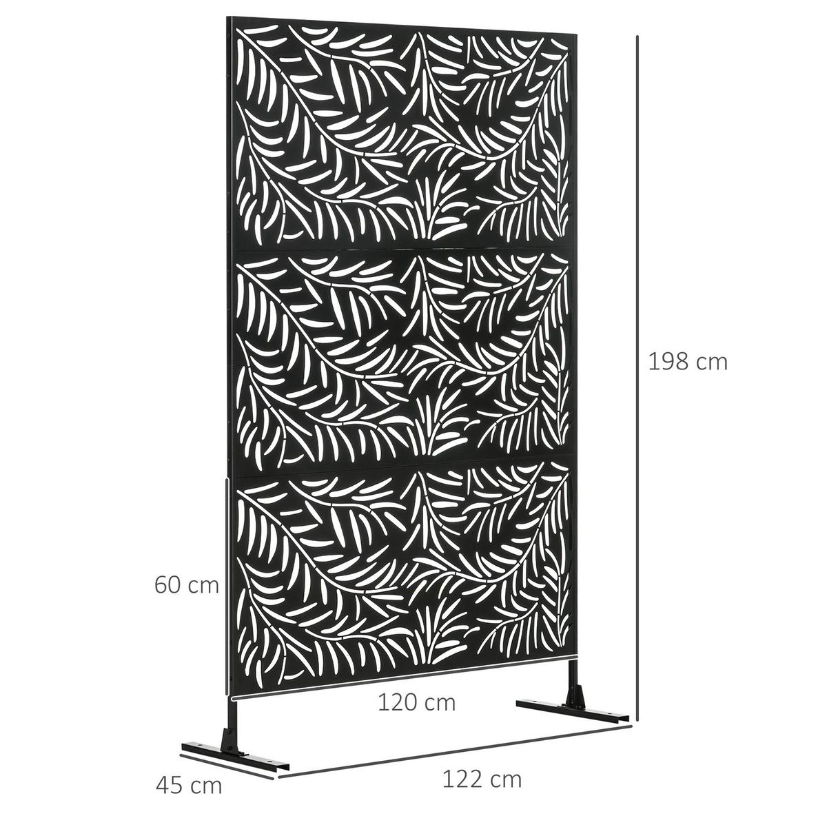 GARTENSICHTSCHUTZ, Stahl, Schwarz - Schwarz, Metall (45/198cm) - Outsunny