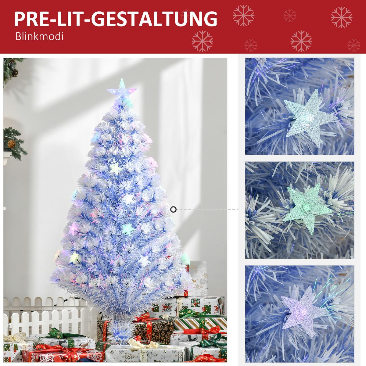 KÜNSTLICHER Weihnachtsbaum Tannenbaum mit LED-Leuchten Weiß+Blau - Multicolor, Kunststoff (120cm) - HOMCOM