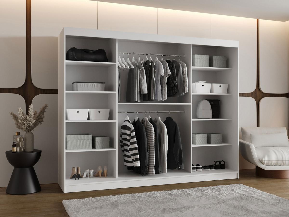 SCHWEBETÜRENSCHRANK Selfie 250 cm - Silberfarben/Nussbaumfarben, Holzwerkstoff/Kunststoff (250/200/62cm) - MIRJAN24