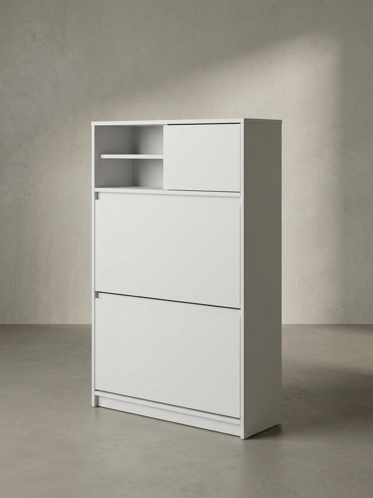 SCHUHSCHRANK – Weiß, 71x110x24 cm, Schuhkipper geschlossen, mit Ablage - Weiß, Metall (71/110/24cm) - KADIMA DESIGN