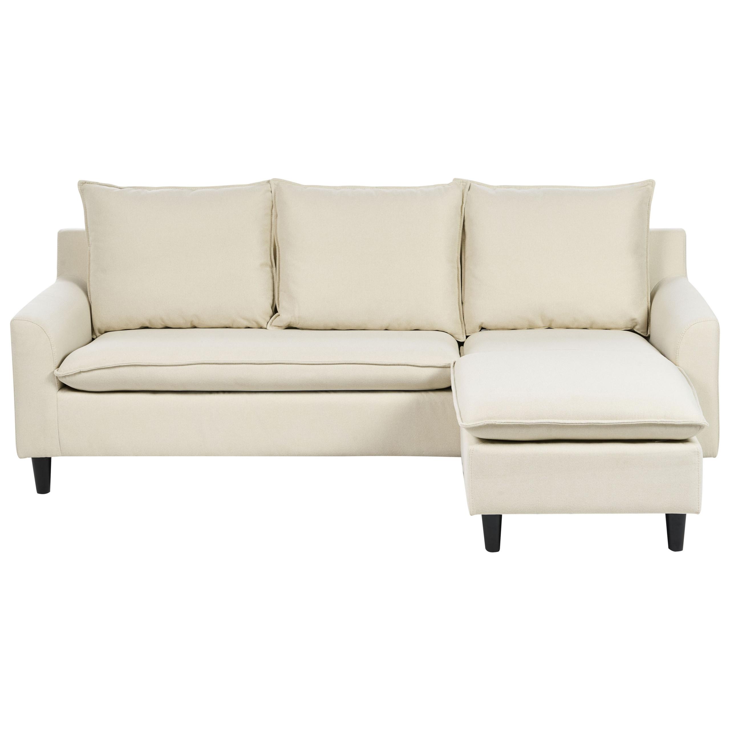 ECKSOFA 3-Sitzer Stoff Hellbeige linksseitig Elvenes - Beige, Textil (206/140cm) - Beliani