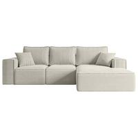 ECKSOFA mit Schlaffunktion und Bettkasten SERRA-L-S - 266x161x87 cm Creme Cord - Hellgrau/Creme, Holzwerkstoff/Kunststoff (266/161cm) - ALTDECOR