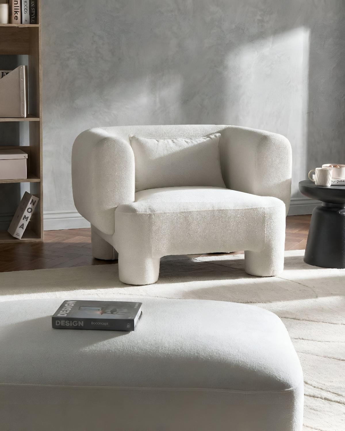 SESSEL Stoff Weiß Hogbo - Weiß, Textil (110/73/93cm) - Beliani