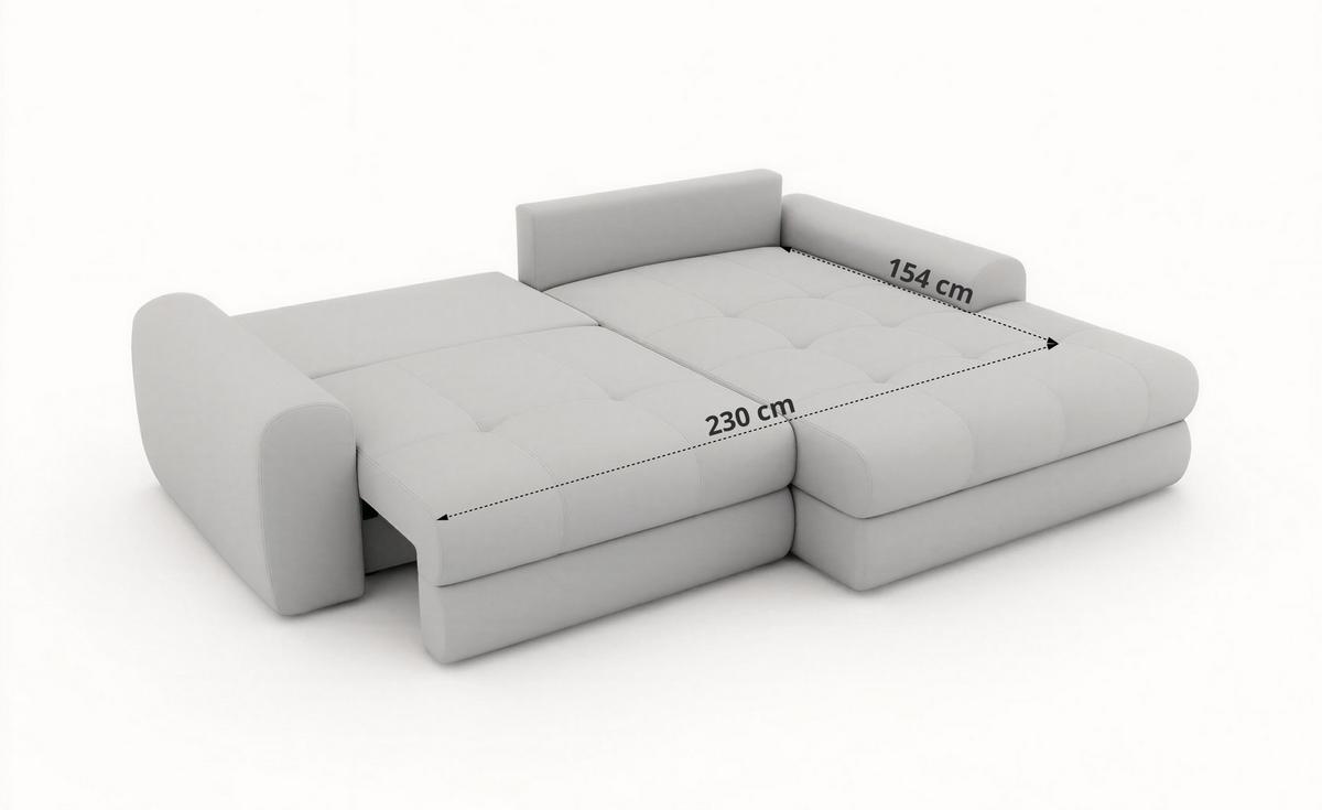 ECKSOFA ARELIA L - Creme Schenille grob gewebt - Links Seite - Creme/Schwarz, Kunststoff/Textil (292/205cm) - MKS