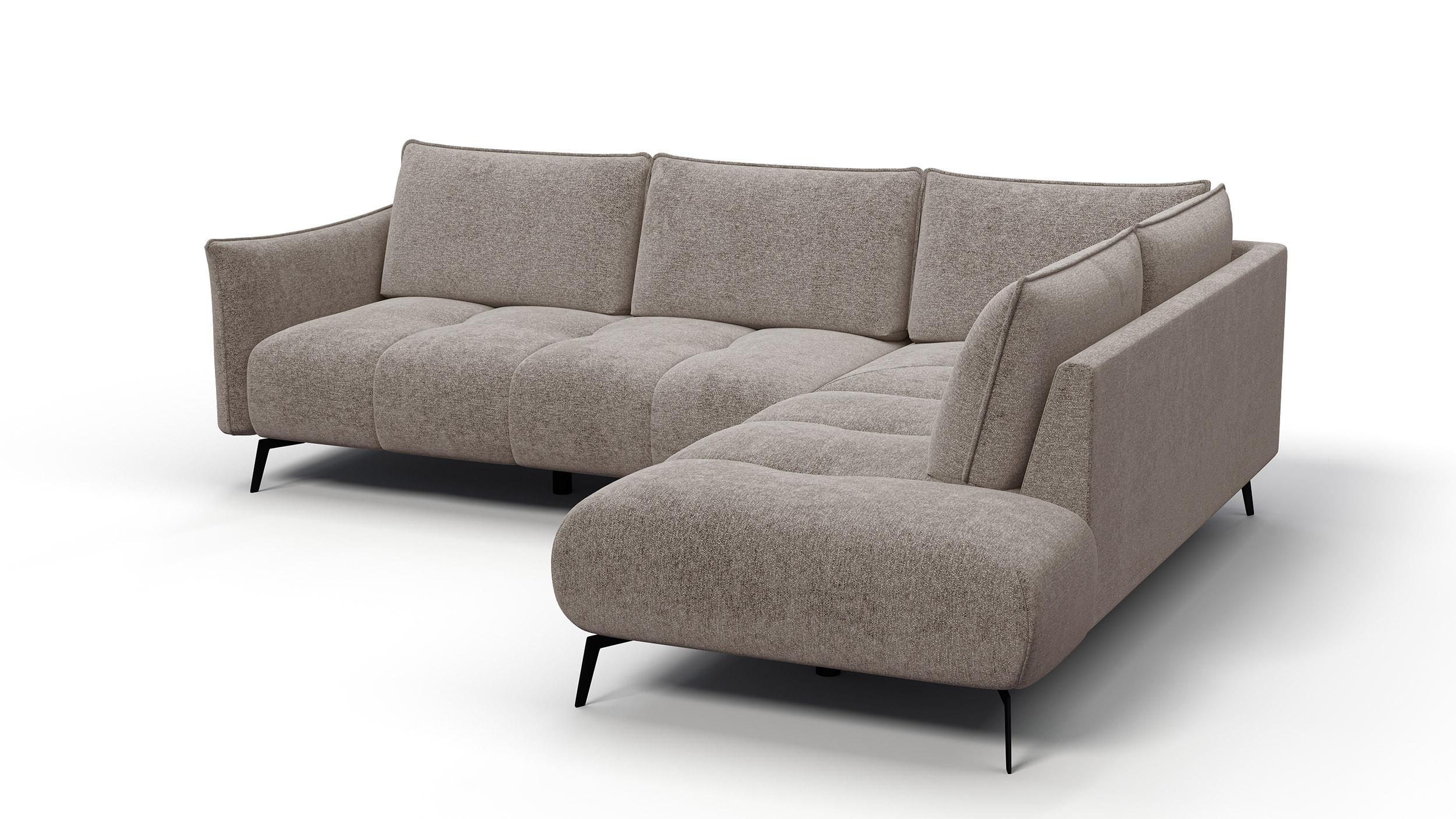 ECKSOFA AERA 5-Sitzer rechts, dunkelbeige - Beige/Schwarz, Holz/Textil (268/206cm) - Wozimo