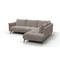ECKSOFA AERA 5-Sitzer rechts, dunkelbeige - Beige/Schwarz, Holz/Textil (268/206cm) - Wozimo