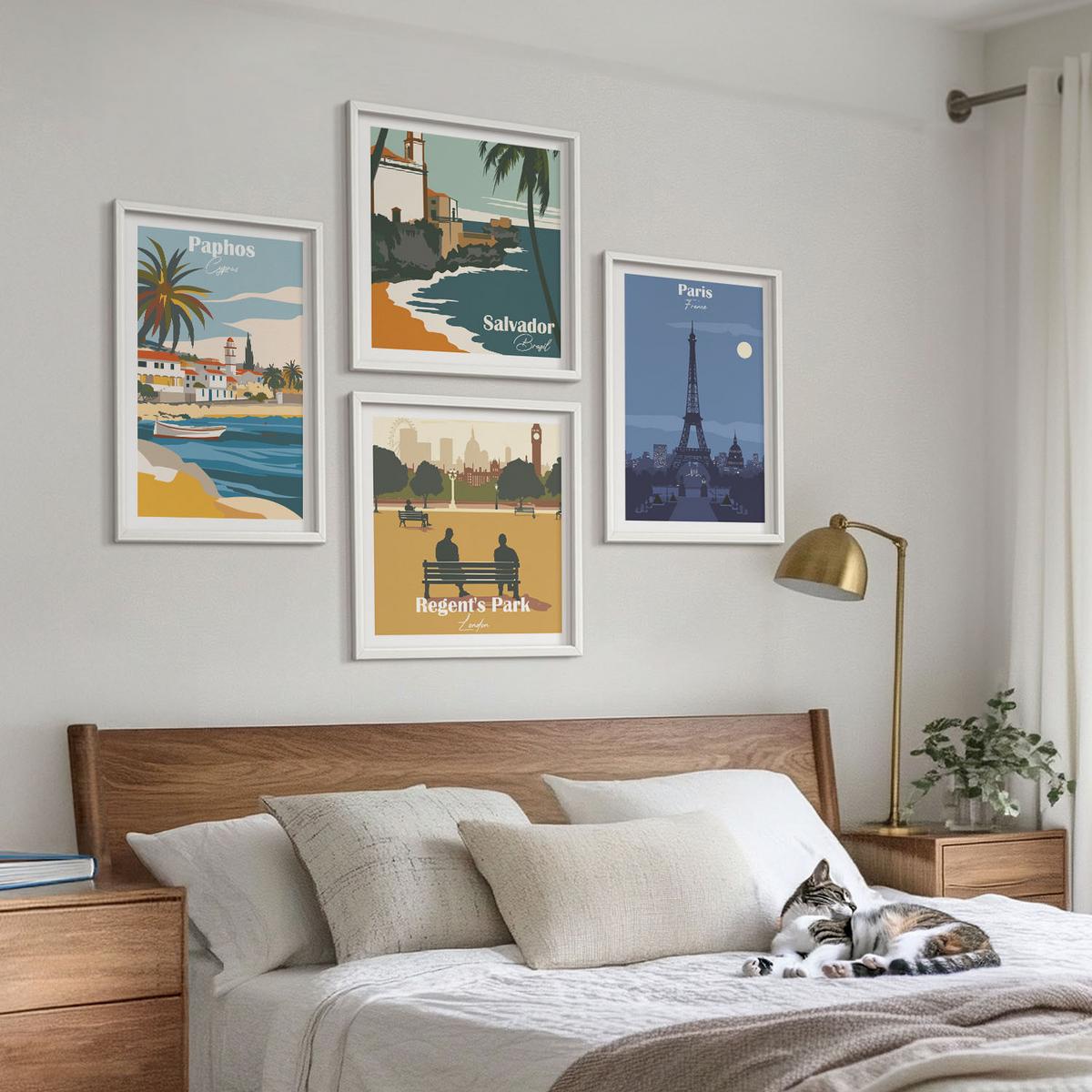 BILDER SET 4er Set - 50x50 cm & 40x60 cm Weißer Rahmen - Architektur der Küstenstädte - Weiß, Kunststoff (50/50cm) - TULUP
