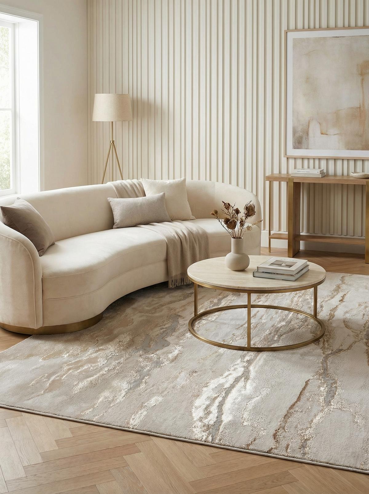 TEPPICH SARNTAL, abstrakt, Florhöhe 8 mm, Gold, 120 x 170 cm - Goldfarben, Textil (120/170cm) - KADIMA DESIGN